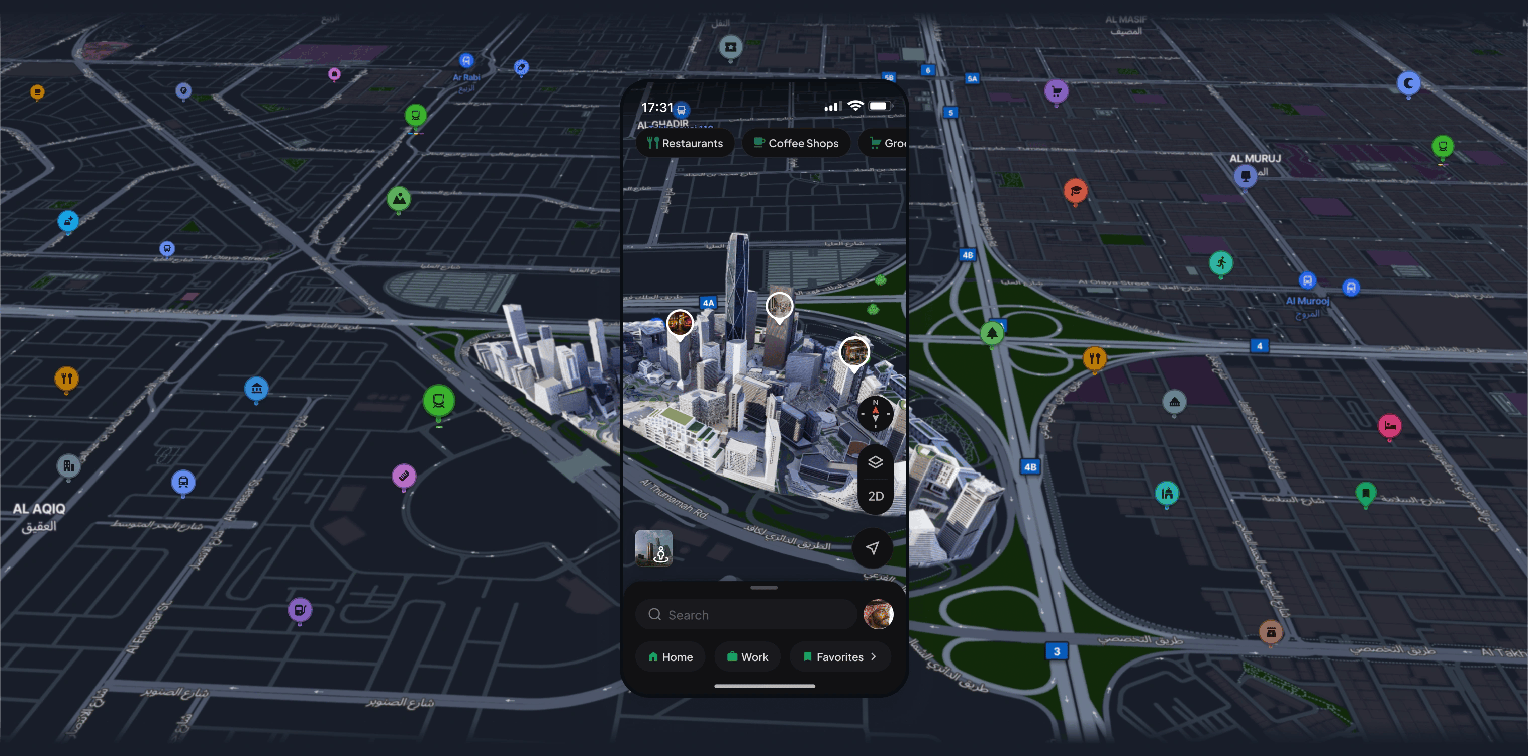 3D map of Riyadh in Hudhud app